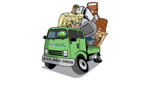 fast-haul-local-junk-removal-bay-area Illustration of an old pickup truck filled with junk and furniture on Fasthaul.com's homepage.